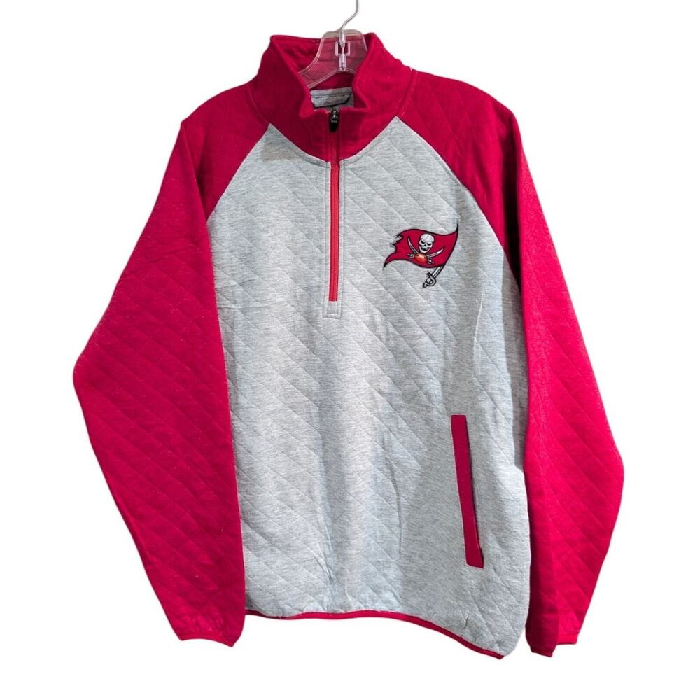 NFL Tampa Bay Buccaneers Sweatshirt Mens Large 1/4 Zip Quilted‎ Pullover NWOT